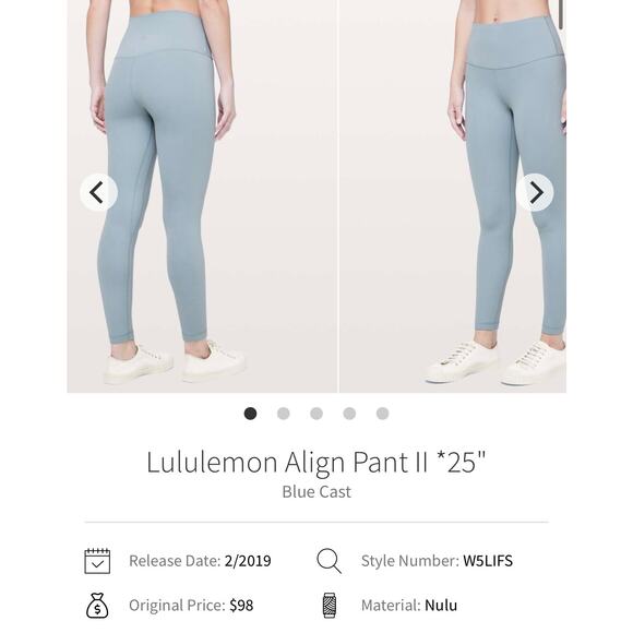 Lululemon Leggings Align Pant II 25" Style W5LIFS in Chambray/Blue Cast Size 8 - Picture 3 of 12